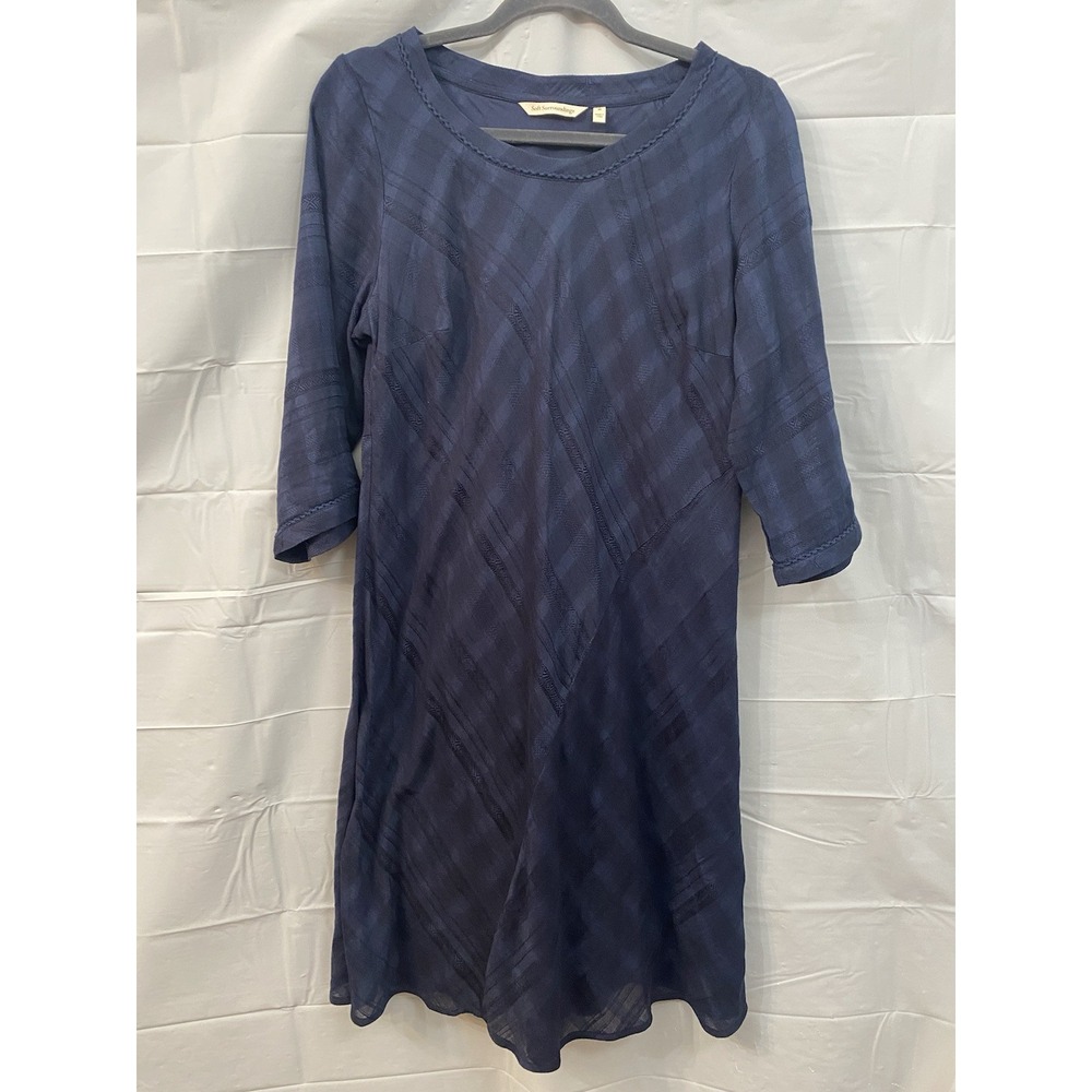 Soft Surroundings Tunic Midi Dress Navy‎ 3/4 Sleeve Size Medium Scoop Neck